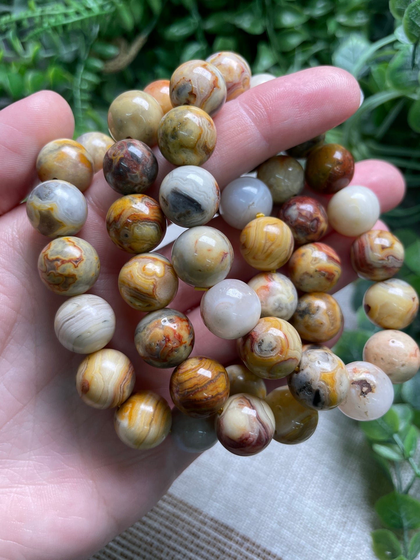 Crazy Lace Agate 12mm Beaded Bracelet