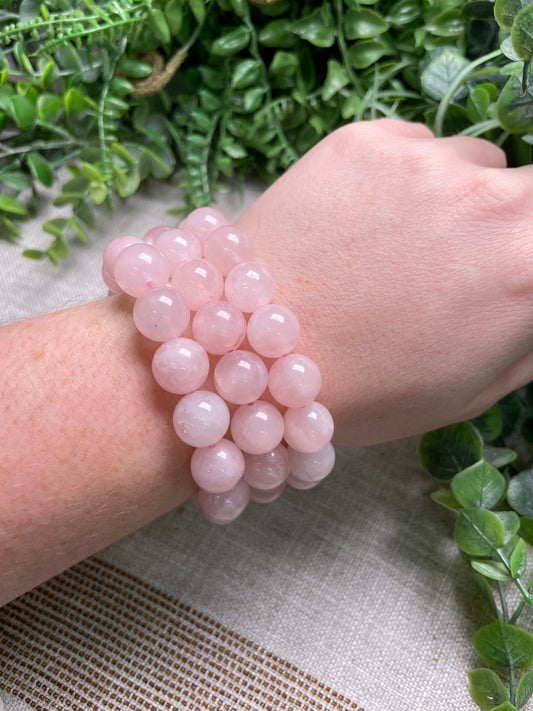 Rose Quartz 12mm Beaded Bracelet