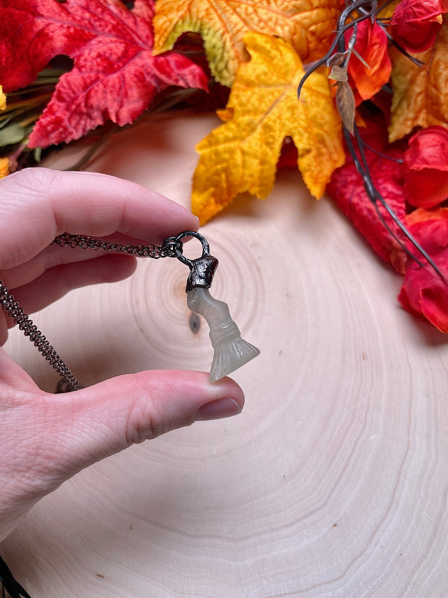 Crystal Witch's Broomstick Necklace