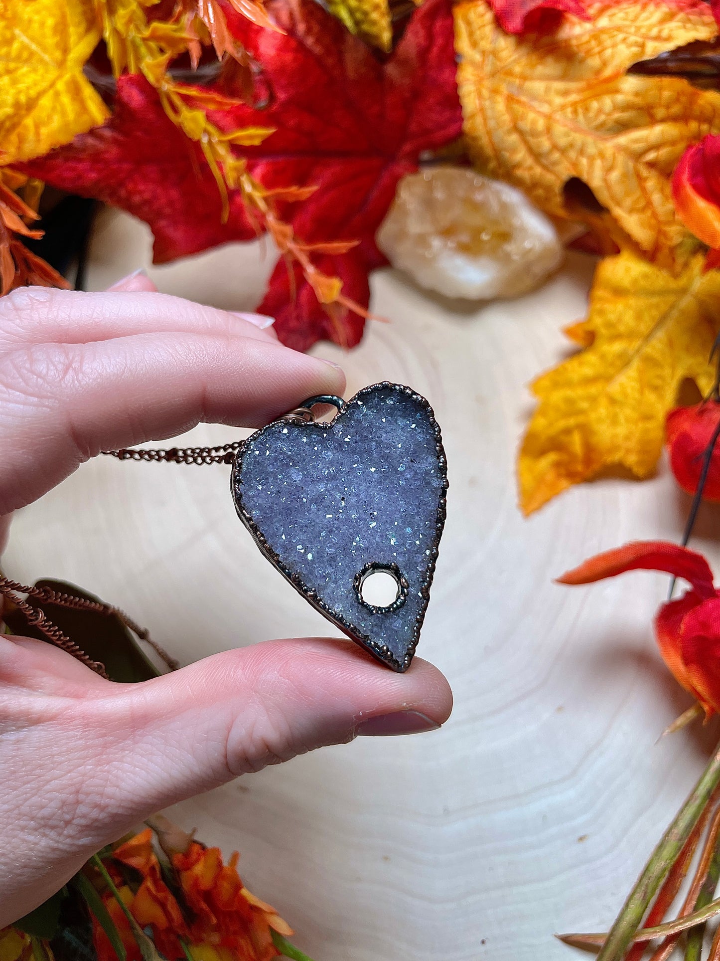 Druzy Amethyst Planchette Necklace