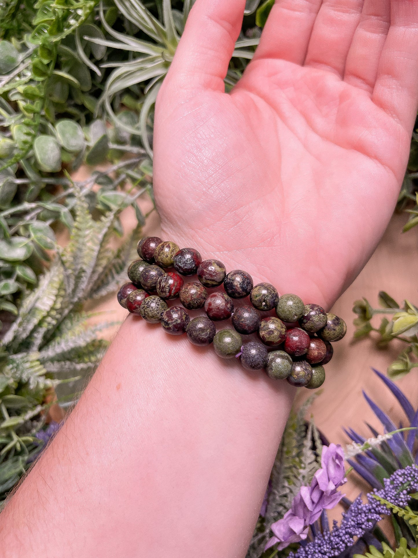 8mm Beaded Dragon blood Jasper Bracelet