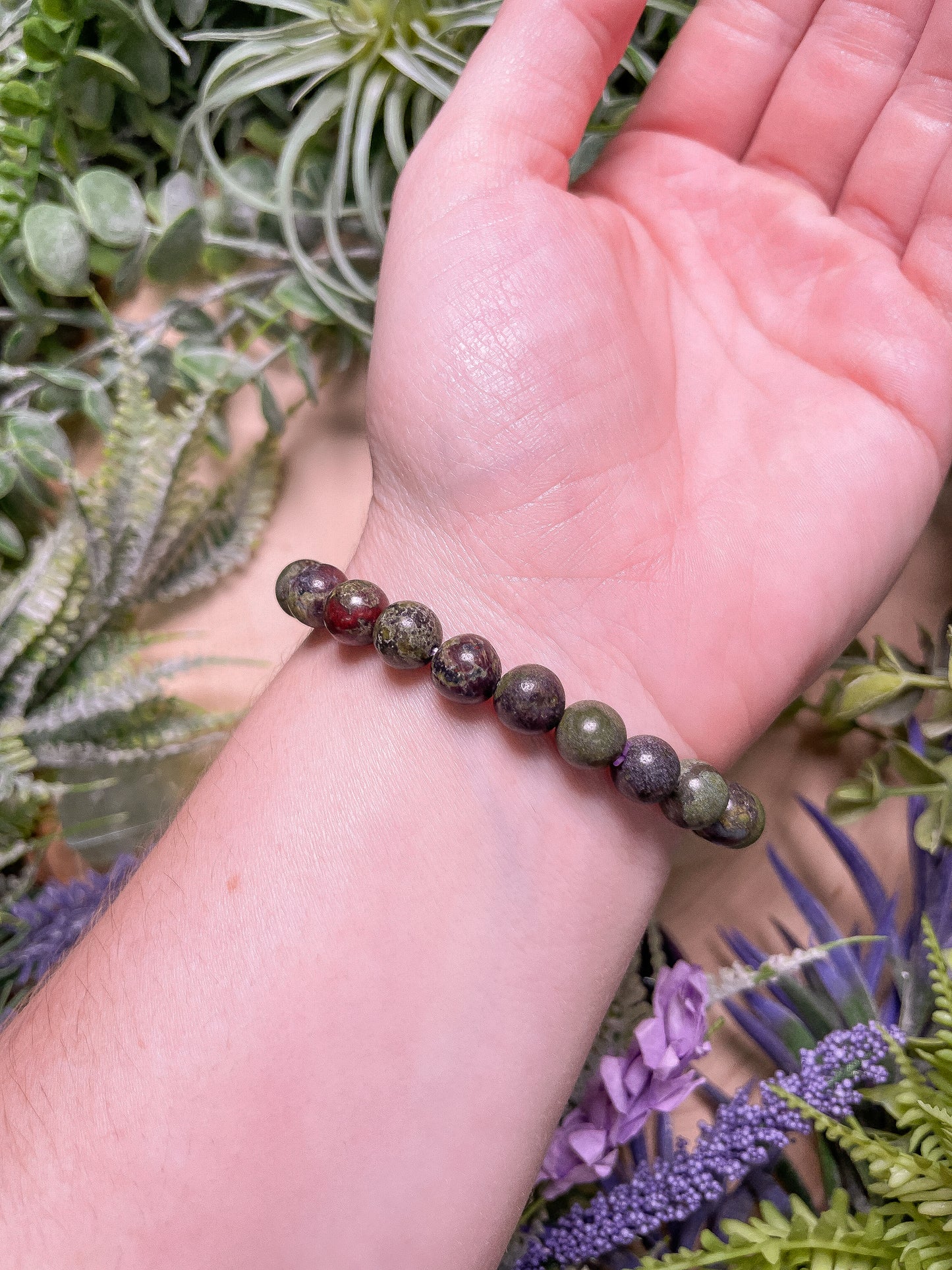 8mm Beaded Dragon blood Jasper Bracelet